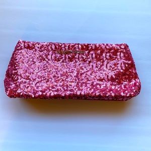 NEW 2013 Victoria’s Secret pink sequence snap close clutch / make up bag
